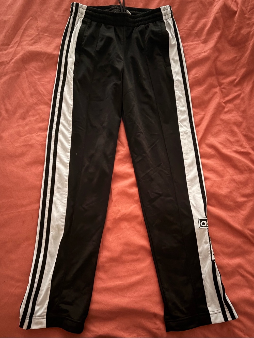 adidas Black and White Pants with Side Stripes